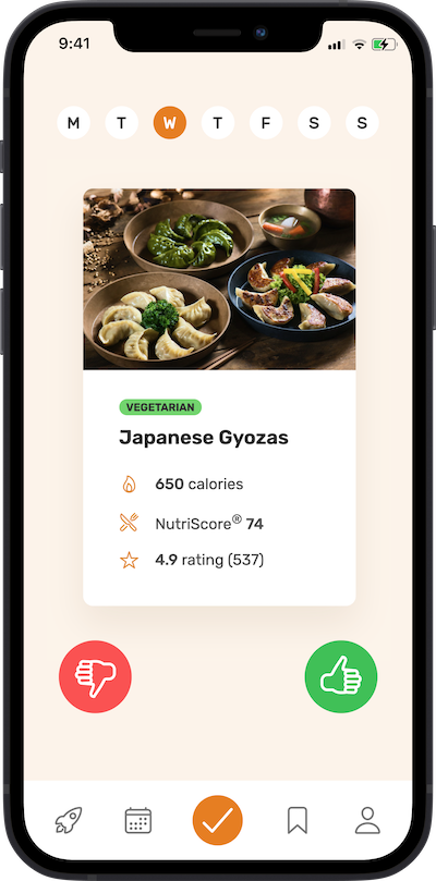 approve weekly meal screen