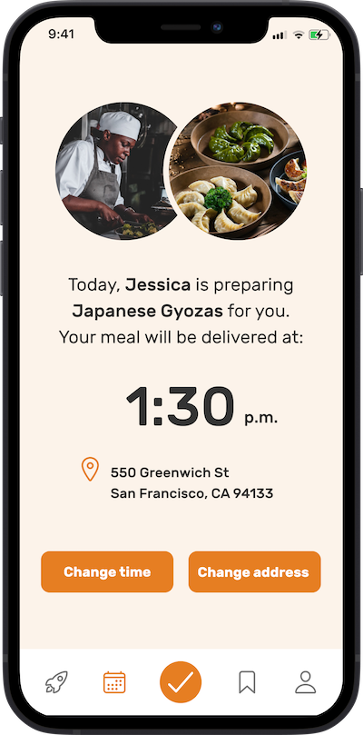 set time and address for delivery screen
